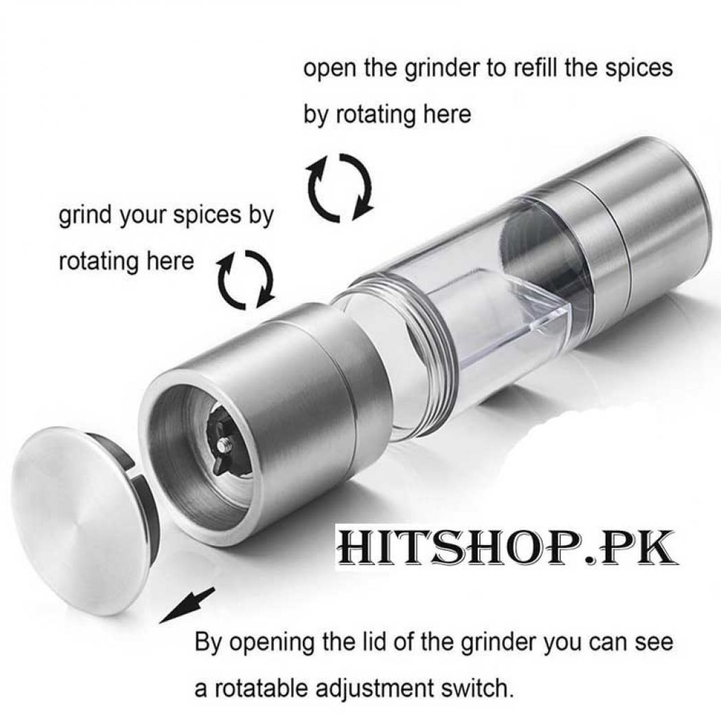 2 In 1 Stainless Steel Manual Salt Pepper Mill Grinder